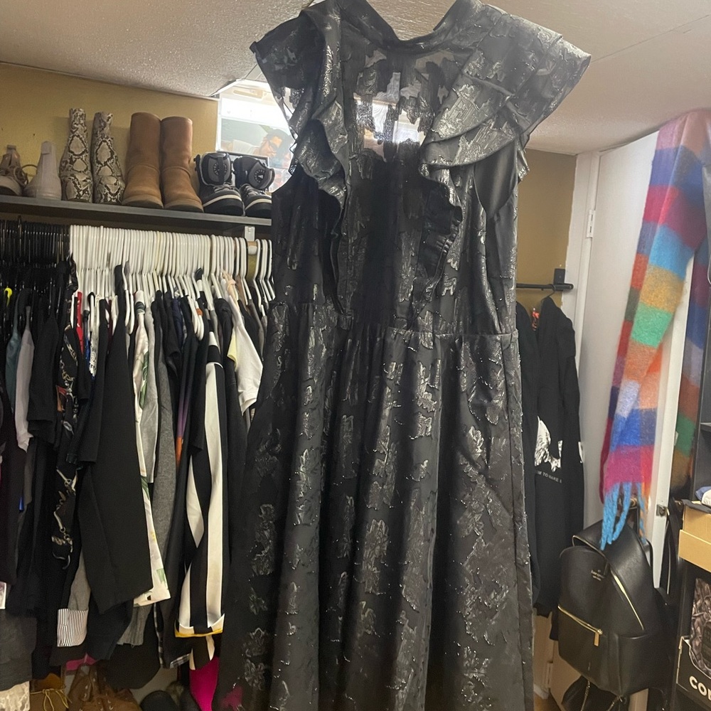 Elegant Black Ruffled Dress gothic emo